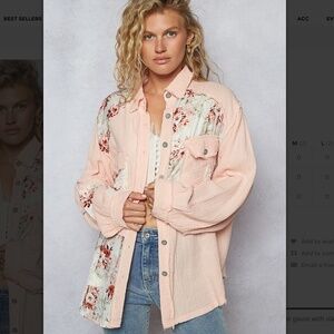 POL Pink Floral Button Down Shirt